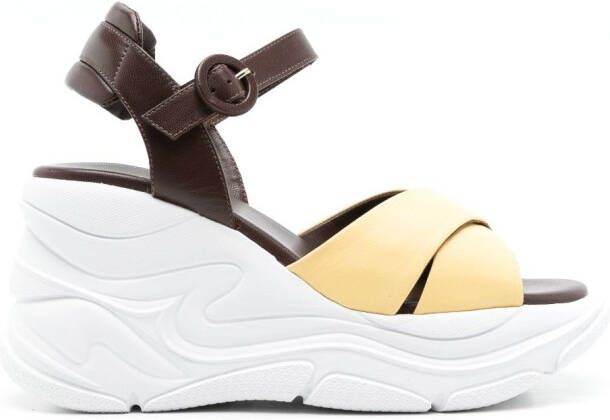 Sarah Chofakian Comfort platform leather sandals Brown