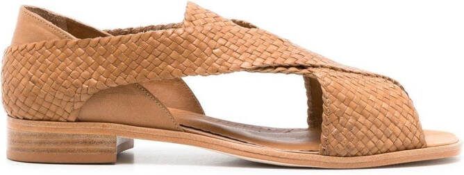 Sarah Chofakian cross-strap flat sandals Neutrals