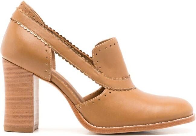Sarah Chofakian 75mm Georges leather pumps Brown