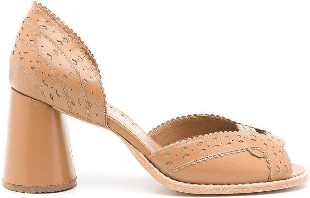 Sarah Chofakian Secret Garden peep-toe pumps Brown