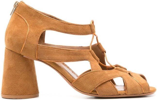 Sarah Chofakian Taylor 80mm lace-up sandals Brown