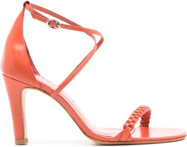 Sarah Chofakian Windsor 75mm braided-strap leather sandals Orange