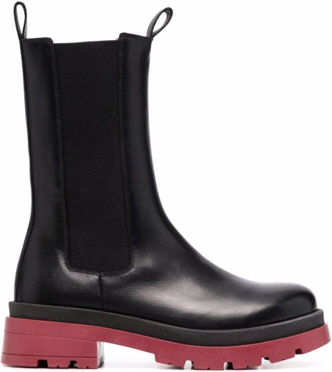 Scarosso chunky leather boots Black