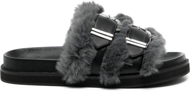 Senso Zali double-buckle leather sandals Black