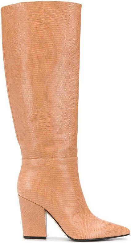 Sergio Rossi lizard-effect block heel boots Neutrals