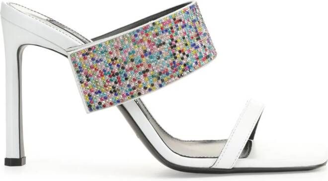 Sergio Rossi sr Paris 95mm rhinestone-embellished leather sandals White