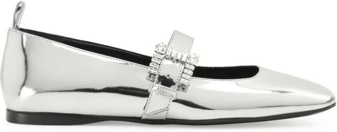 Sergio Rossi SR Twenty metallic-finish ballerina shoes Silver