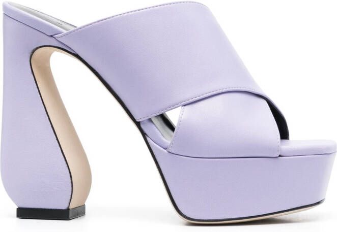 Si Rossi 130mm platform leather sandals Purple