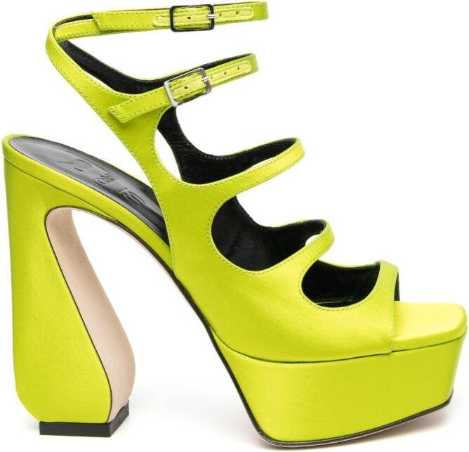 Si Rossi 140mm platform leather sandals Green