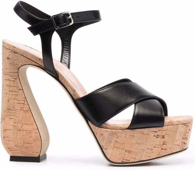 Si Rossi 90mm sculptued-heel platform sandals Black