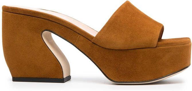 Si Rossi chunky-heel suede sandals Brown