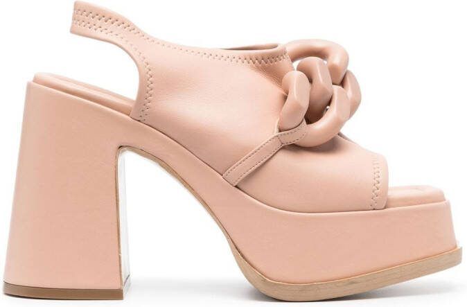 Stella McCartney 125mm chain-link block heel sandals Pink