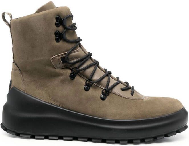Stone Island lace-up suede boots Green