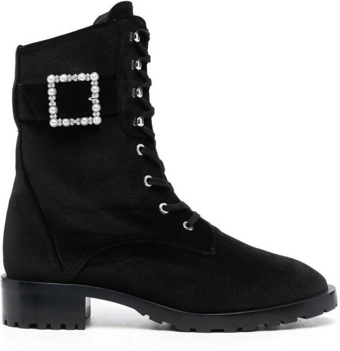 Stuart Weitzman 40mm buckle-fastening lace-up boots Black