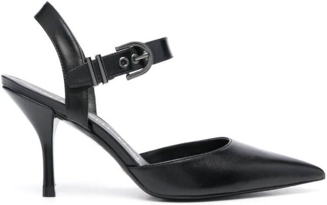 Stuart Weitzman 85mm pointed-toe leather pumps Black