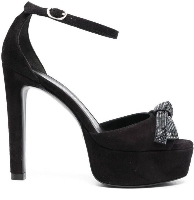 Stuart Weitzman Discoplatform 130mm bow-detail sandals Black