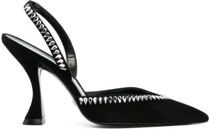 Stuart Weitzman gem-detail 105mm pointed pumps Black