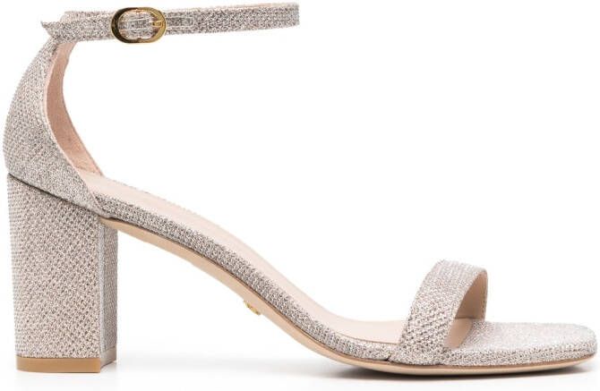 Stuart Weitzman single strap 85mm leather sandals Silver
