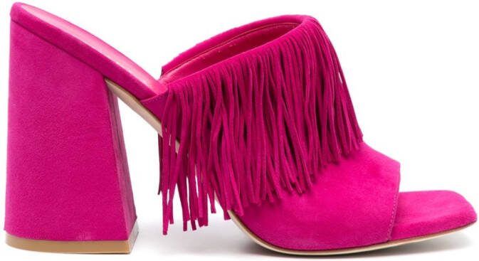 Stuart Weitzman 100mm Tia Fringe sandals Pink