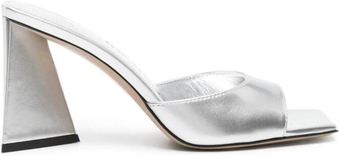 The Attico 85mm Devon metallic sandals Silver