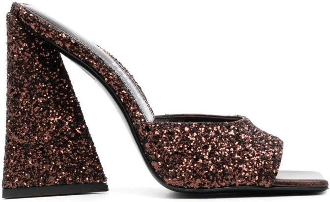 The Attico Devon sequin-embellished sandals Brown