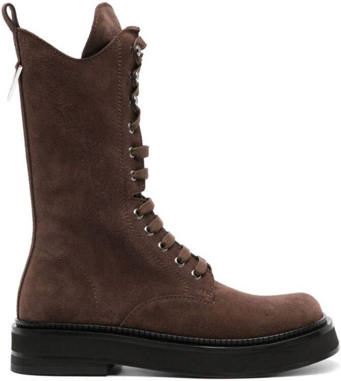 The Attico square-toe suede boots Brown