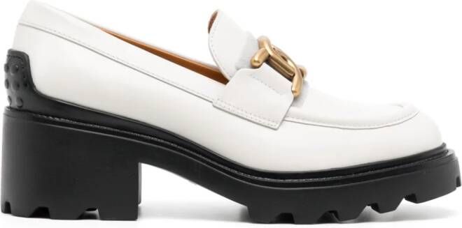 Tod's 65mm logo-plaque leather loafers Grey