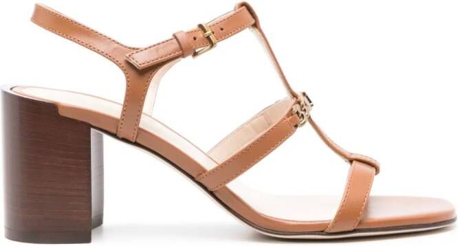 Tod's 75mm logo-plaque leather sandals Brown