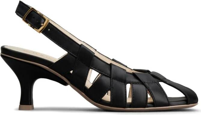 Tod's cut-out sling-back leather pumps Black