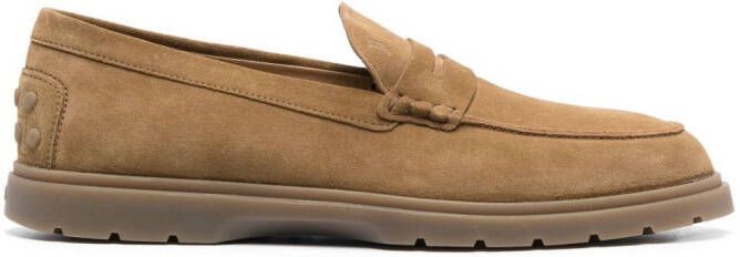 Tod's Ibrido tonal-stitching loafers Brown