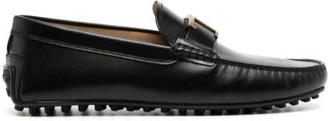 Tod's logo-plaque leather loafers Black