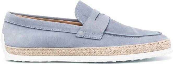 Tod's penny-slot suede loafers Blue