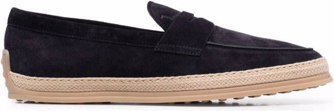 Tod's woven-trim penny loafers Blue
