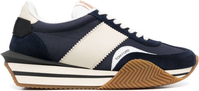TOM FORD James panelled leather sneakers Blue