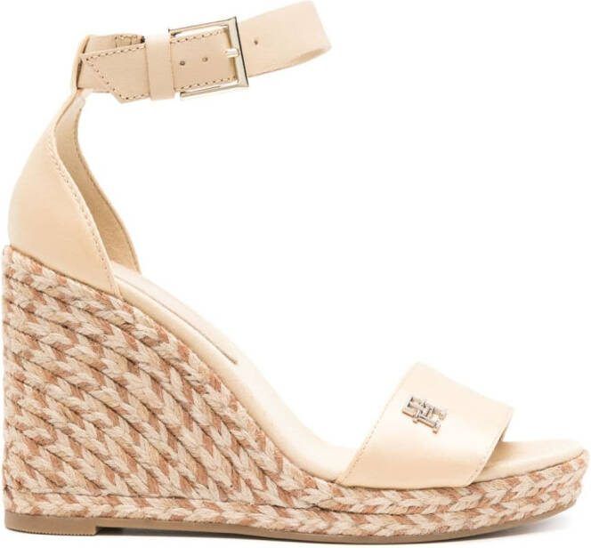Tommy Hilfiger 110mm logo-plaque wedge espadrilles Brown