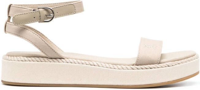 Tommy Hilfiger embroidered-logo platform sandals Green
