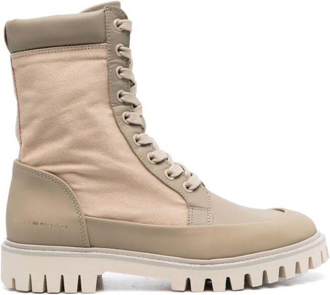 Tommy Hilfiger logo-stamp lace-up boots Brown