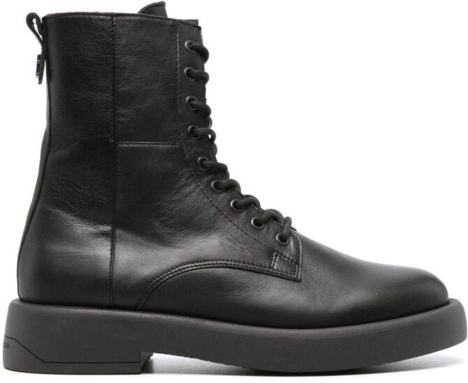 Tommy Hilfiger monogram-plaque leather ankle boots Black