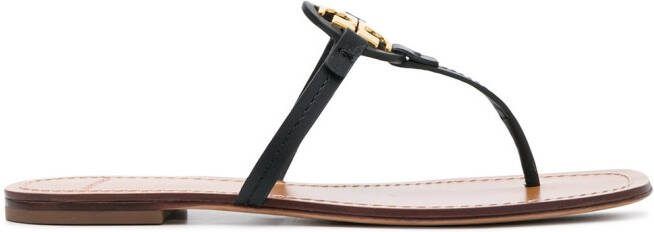 Tory Burch T-medallion flat sandals Black