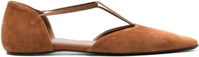 TOTEME The T-Strap suede ballerina shoes Neutrals