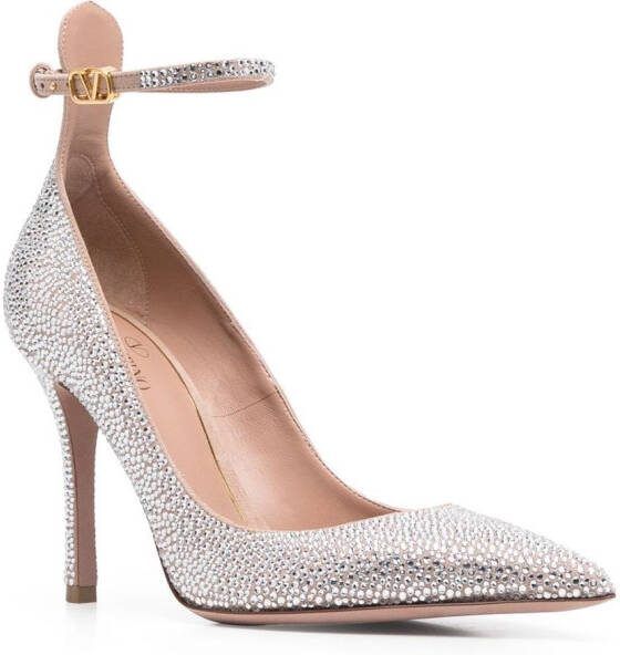 Valentino Garavani 100mm Tan-Go embellished pumps Silver
