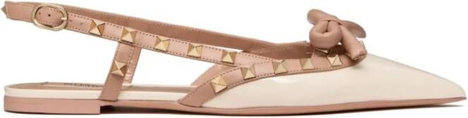 Valentino Garavani Rockstud Bow slingback ballerina shoes Silver