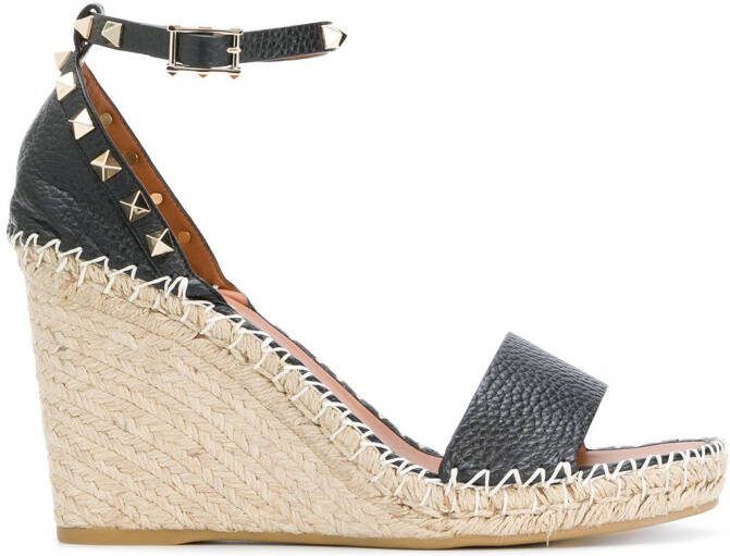 Valentino Garavani 105mm Double Rockstud wedge sandals Black