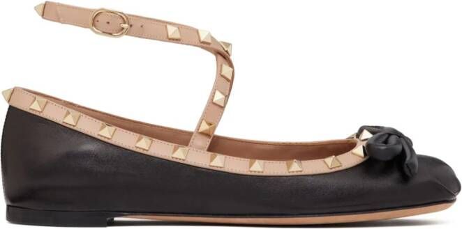 Valentino Garavani Rockstud leather ballerina shoes Black