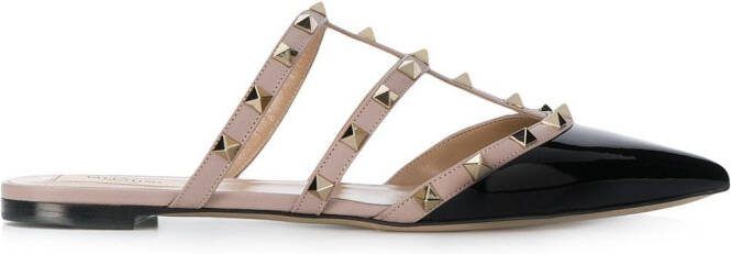 Valentino Garavani Rockstud patent leather mules Black