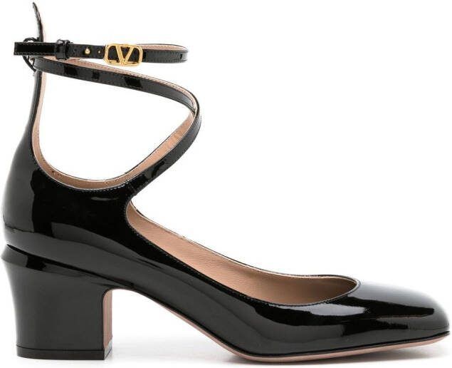 Valentino Garavani 60mm Tan-Go patent-leather pumps Black