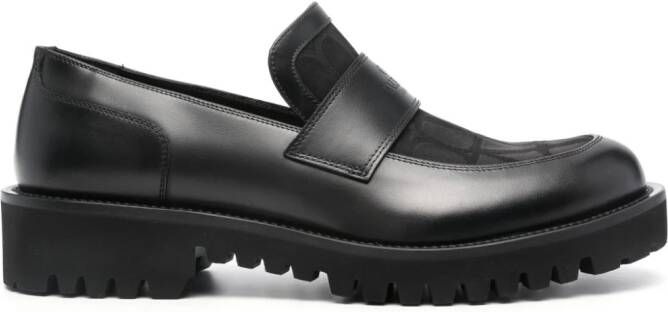 Valentino Garavani Toile Iconographe leather loafers Black