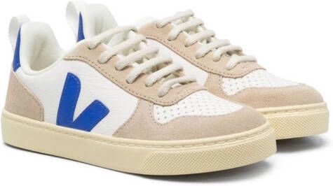 VEJA Kids logo-patch leather sneakers White