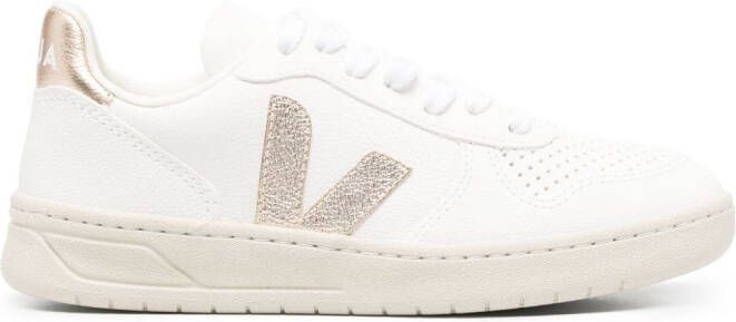 VEJA V10 metallic leather sneakers White