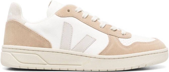 VEJA V-10 panelled lace-up sneakers Neutrals
